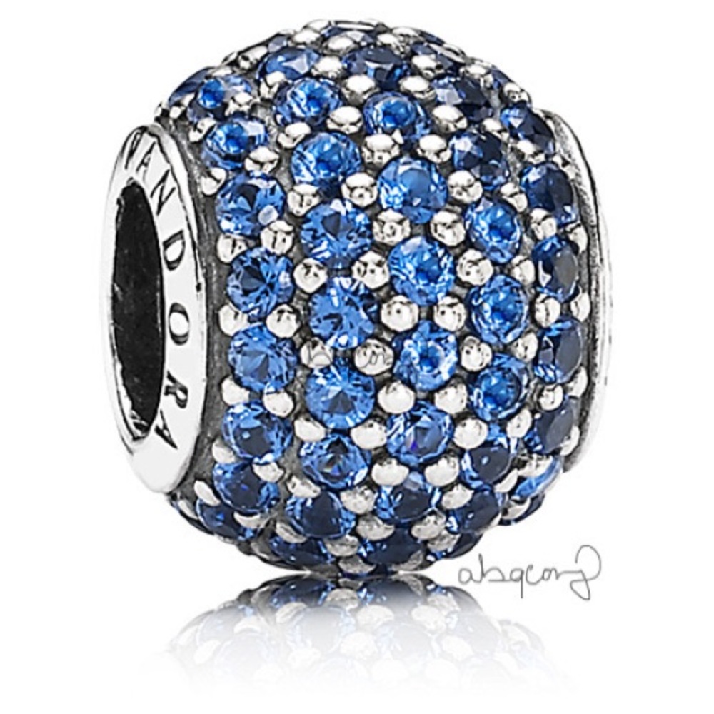 EUC Pandora 791051NCB Sterling Silver Pave Lights Charm w/ Blue Nano Crystal